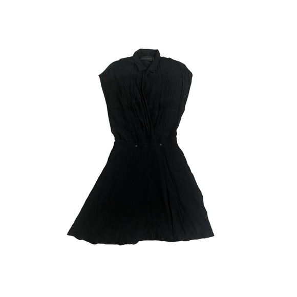 Women US-6 Blessed Are The Meek Wrap Black Button Dress Short Sleeved Viscose - Picture 1 of 5